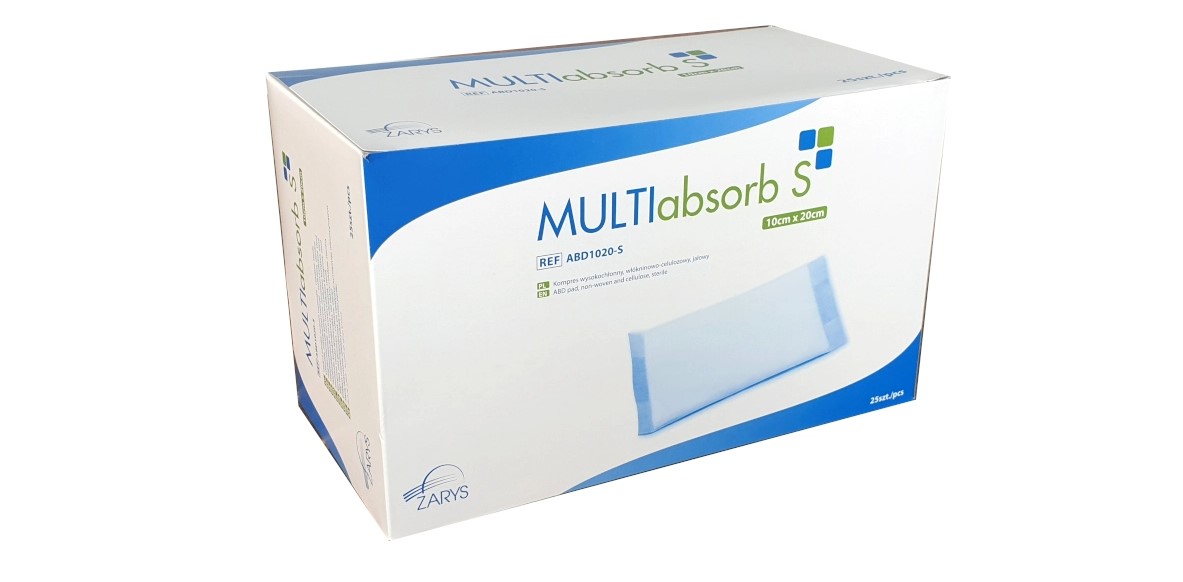 MULTIabsorb S 10cm x 20cm 1St. Hochsaugfähige Kompresse; Vliesstoff aus Zellulose, steril